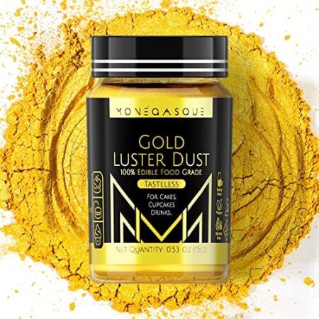 MONÉGASQUE Gold Luster Dust Edible Glitter for Drinks & Desserts 15g – Edible Gold Dust for Cakes & Edible Drink Glitter – No Gluten or Dairy – Vegan Gold Sprinkles for Cake Decorating & Chocolates