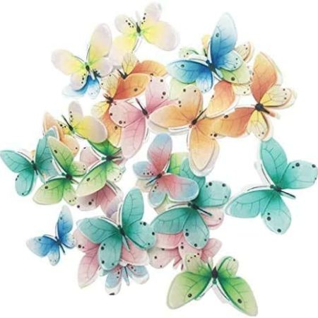 Set of 30 Edible Butterfly Cupcake Toppers Wedding Cake Birthday Party Food Decoration Mixed Size & Colou