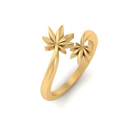 Solid 14k Yellow Gold Marijuana Engagement Ring Cannabis Leaf Ring Stoner Jewelry